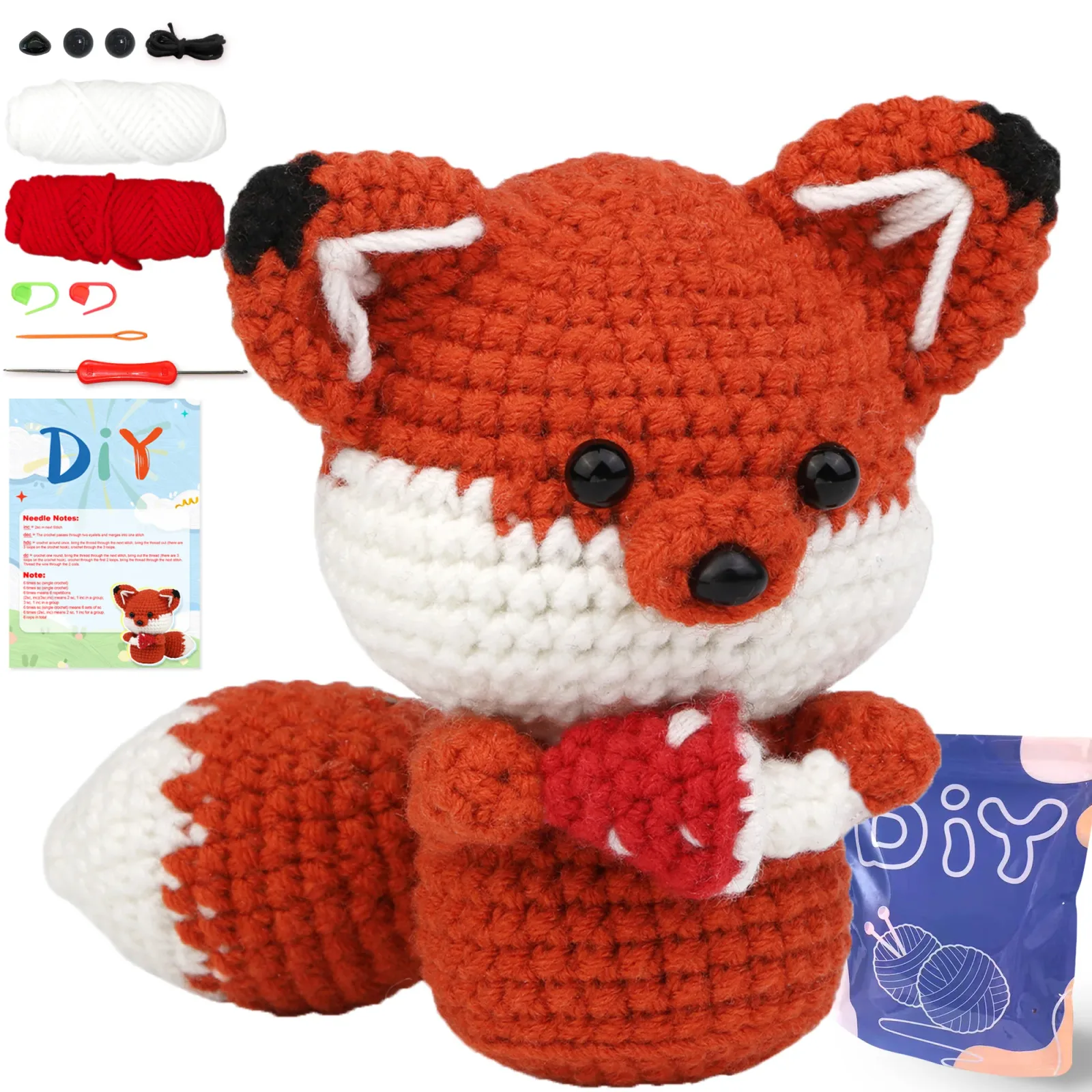 Kit Amigurumi Raposinha com Coração