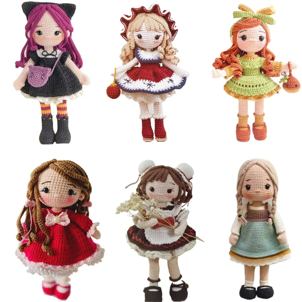 Kit Amigurumi Bonequinha com Cabelo de Lã