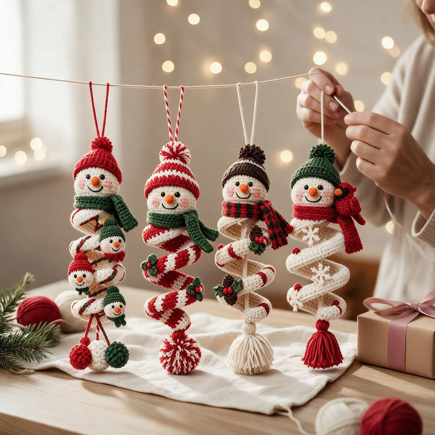 Kit Enfeite Espiral de Natal em Crochê