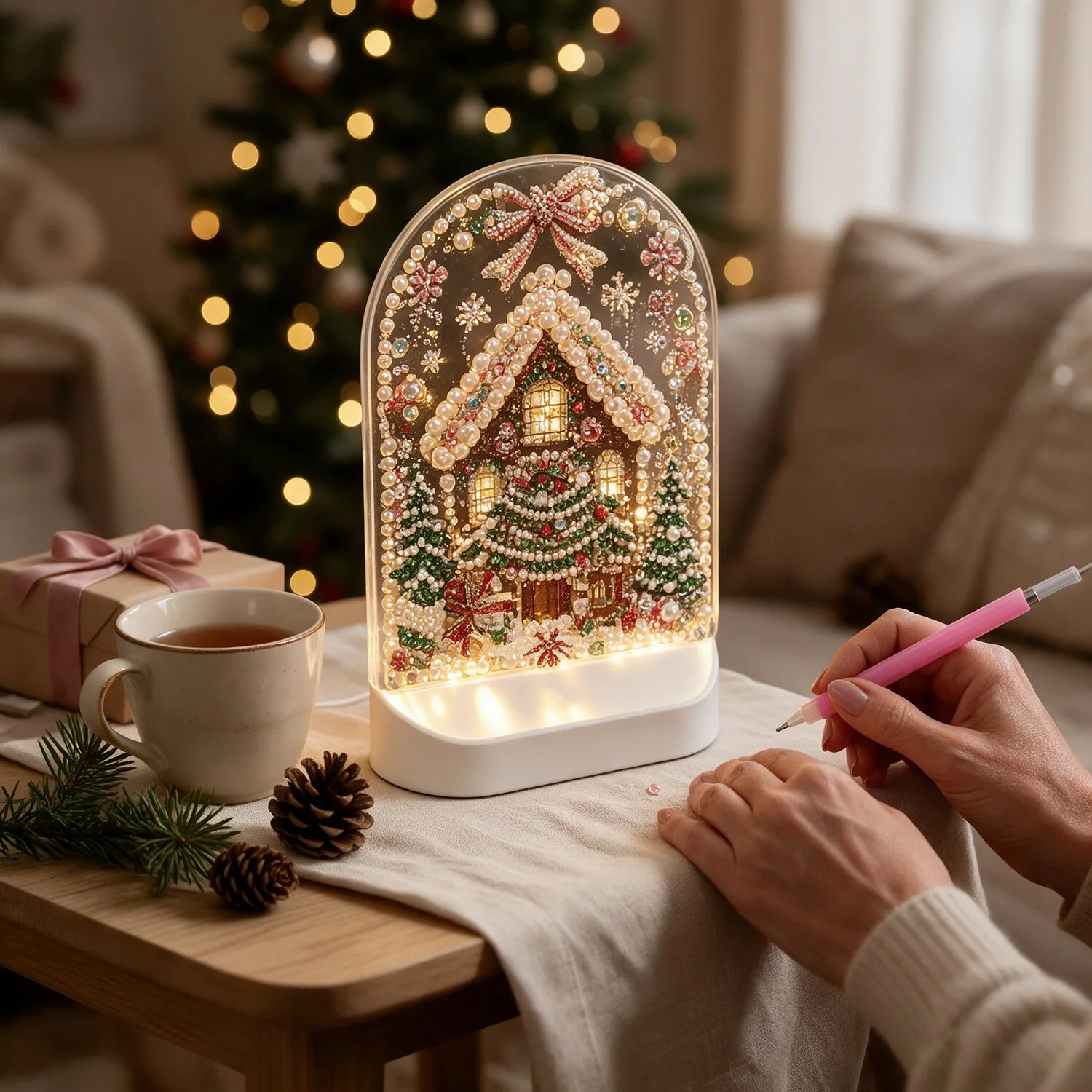 Luminária de Natal LED com Pintura de Diamantes